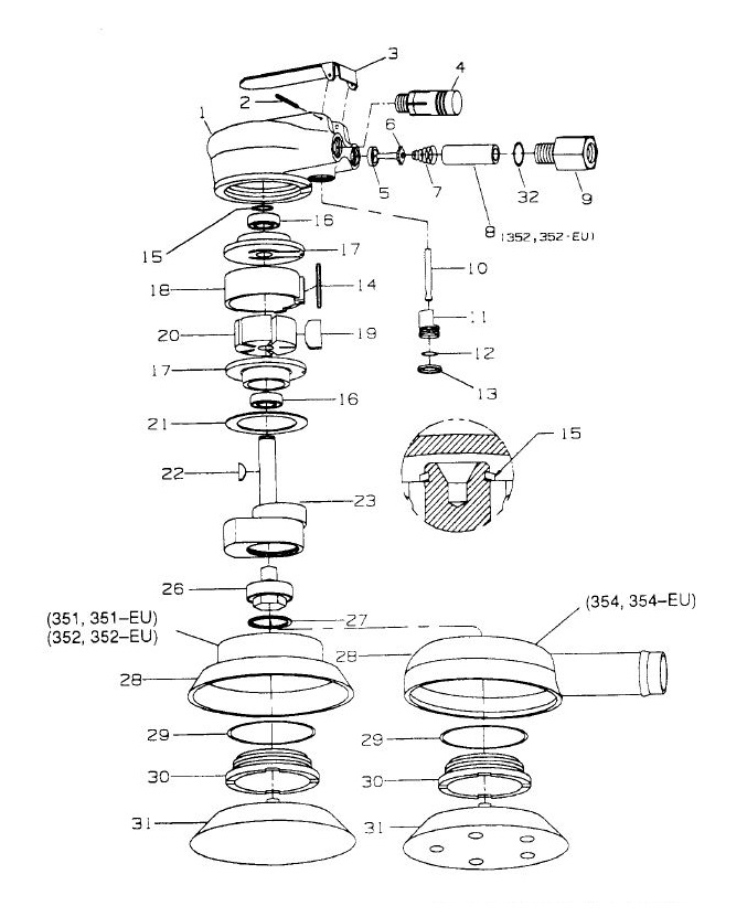 Diagram Diagram and Parts List for IR352  Ingersoll Rand Sander
